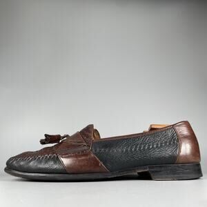 Mezlan Cruz Men's 13 Brown Woven Leather Kiltie Tassel Loafer Slip On Dress Shoe